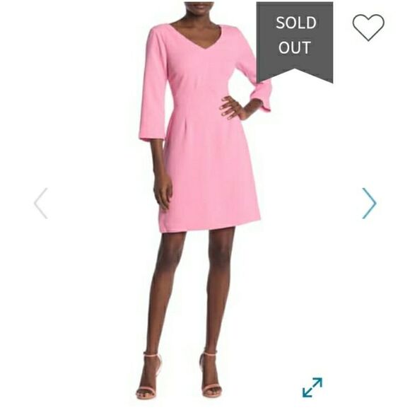 Trina Turk V-neck Noteworthy Dress Pink Size Small - Picture 1 of 12